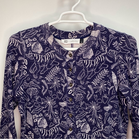 Anthropologie Adele Prost Fern Lounge Jumpsuit XL Blue Pajama One Piece - Picture 6 of 16